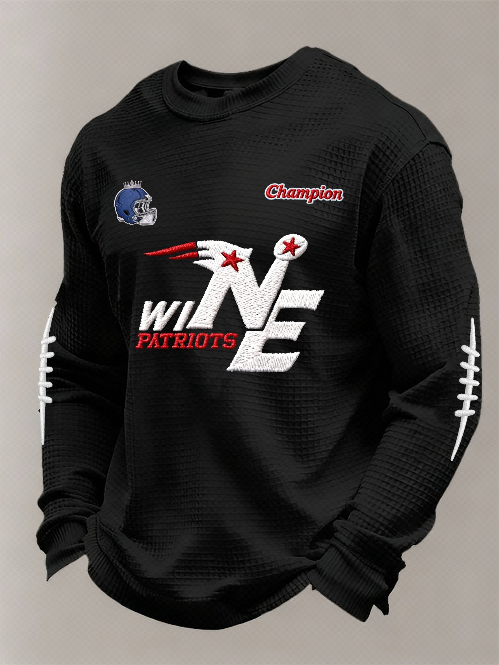 Men’s Football Graphic Waffle Knit Long Sleeve Crewneck T-Shirt