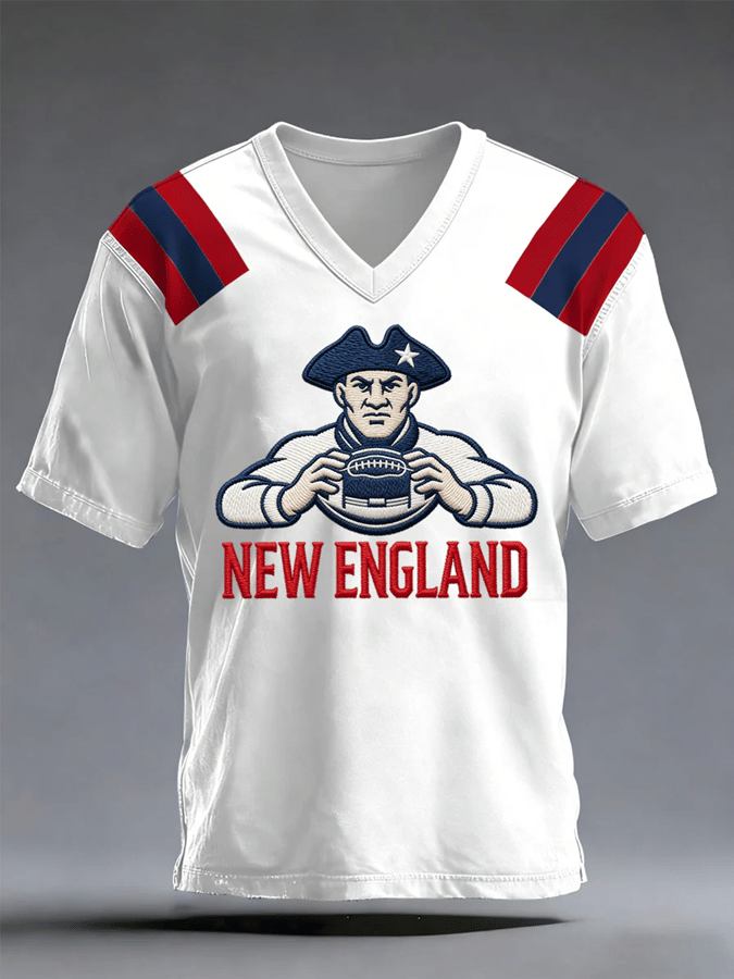 Men's Rugby Enthusiast Short-Sleeved V-Neck T-Shirt