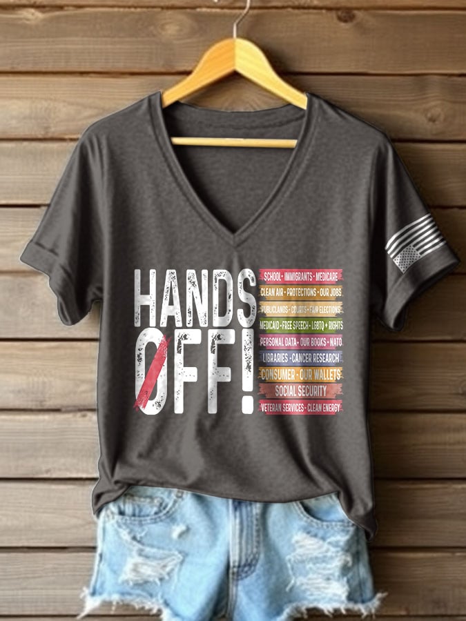 🔥Buy 3 Get 15% Off🔥Women's Retro Hands Off Protest Print T-Shirt
