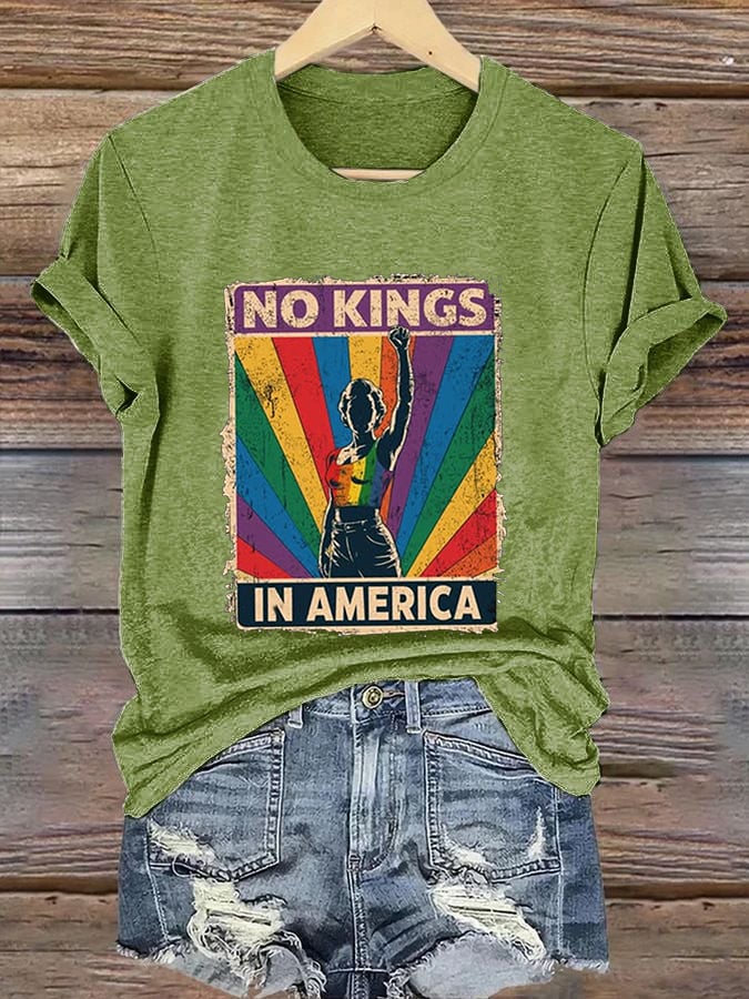 🔥Buy 3 Get 15% Off🔥Women's No Kings In America Print Caasual T-shirt