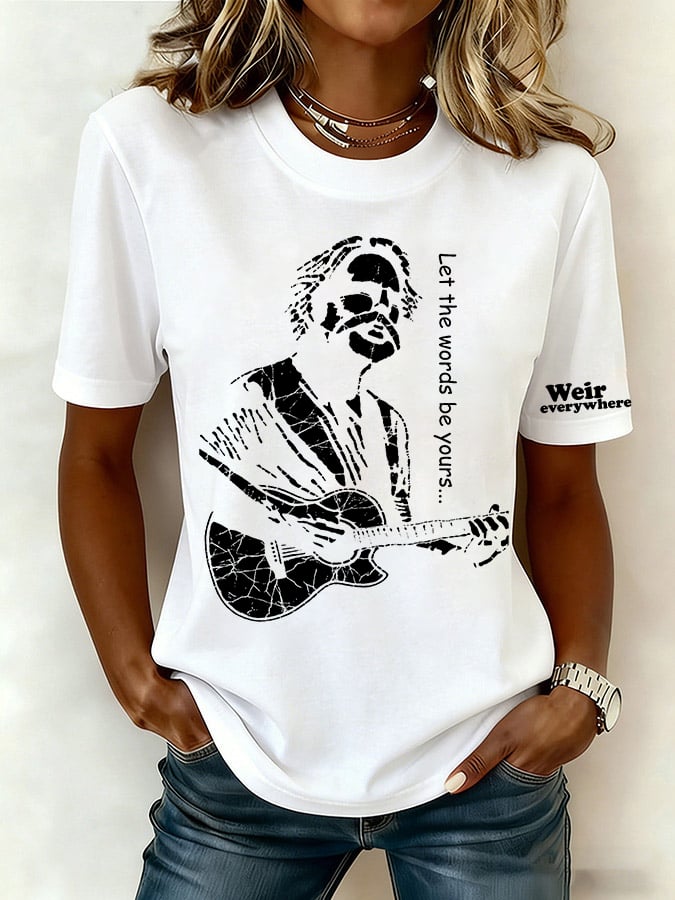 🔥Buy 3 Get 15% Off Women's Let The Words Be Yours Print Round Neck T-shirt