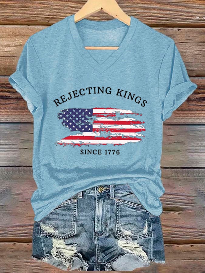 🔥Buy 3 Get 15% Off🔥Women's Rejecting Kings Since 1776 Printed Casual T-Shirt