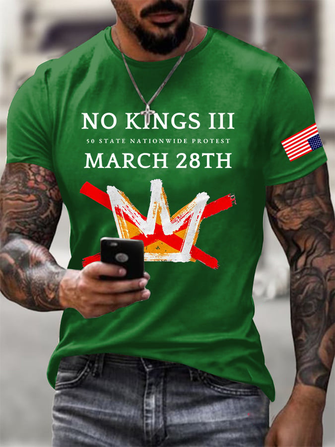 🔥Buy 3 Get 15% Off Men's Retro No Kings III 50 State Nationwide Protest March 28th Print T-Shirt