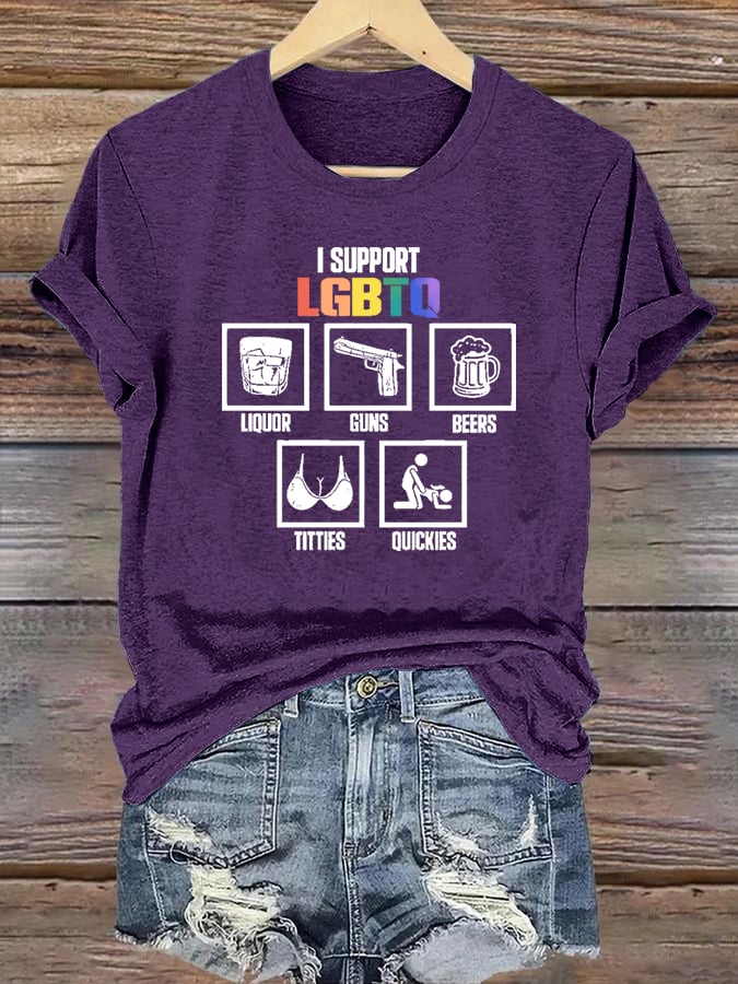 Women's I support LGBTQ Print T-shirt