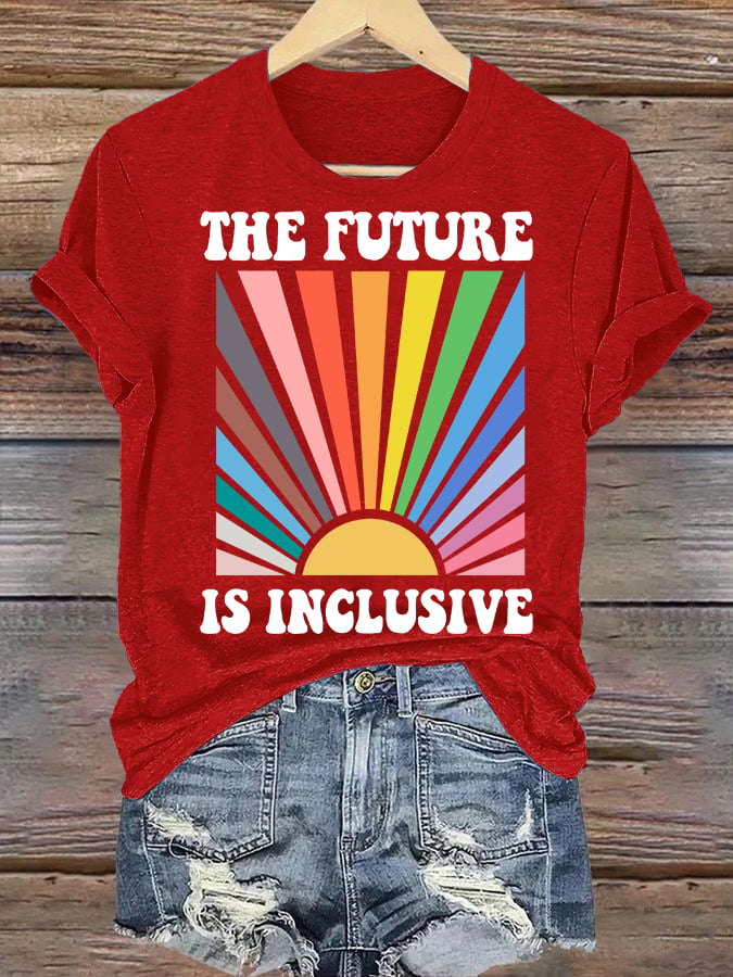 Women's Pride Month Rainbow Print T-Shirt