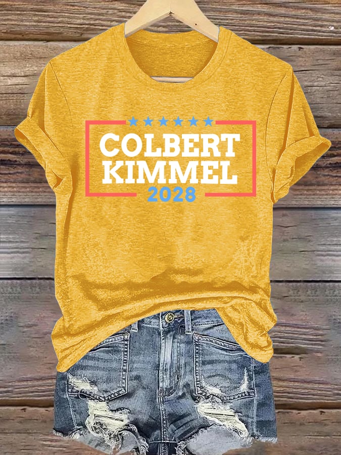 Women's Talk Show Colbert Kimme 2028 Print T-Shirt