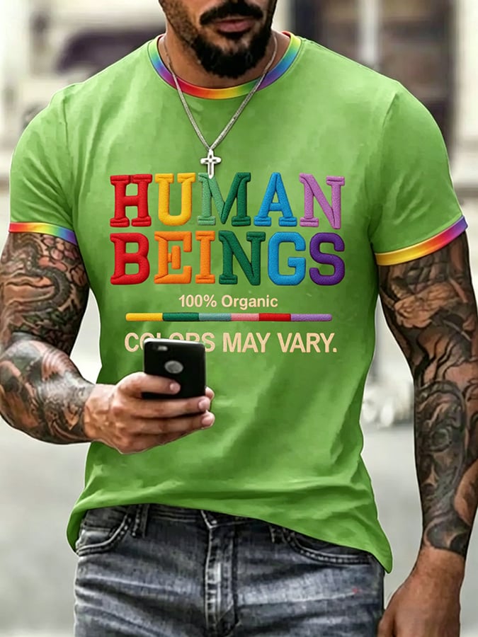Men's Human Beings Colors May Vary Print Casual T-shirt