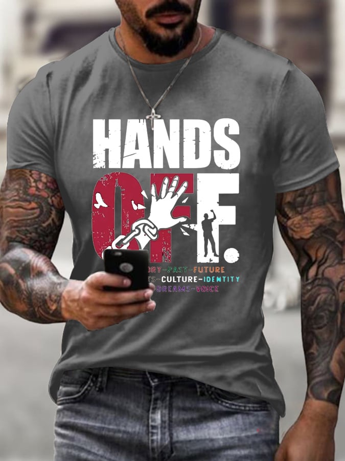🔥Buy 3 Get 15% Off🔥Men's Hands Off Protest Print T-Shirt