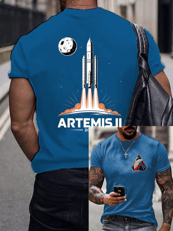 Men's Artemis II Round Neck Casual Printed T-Shirt