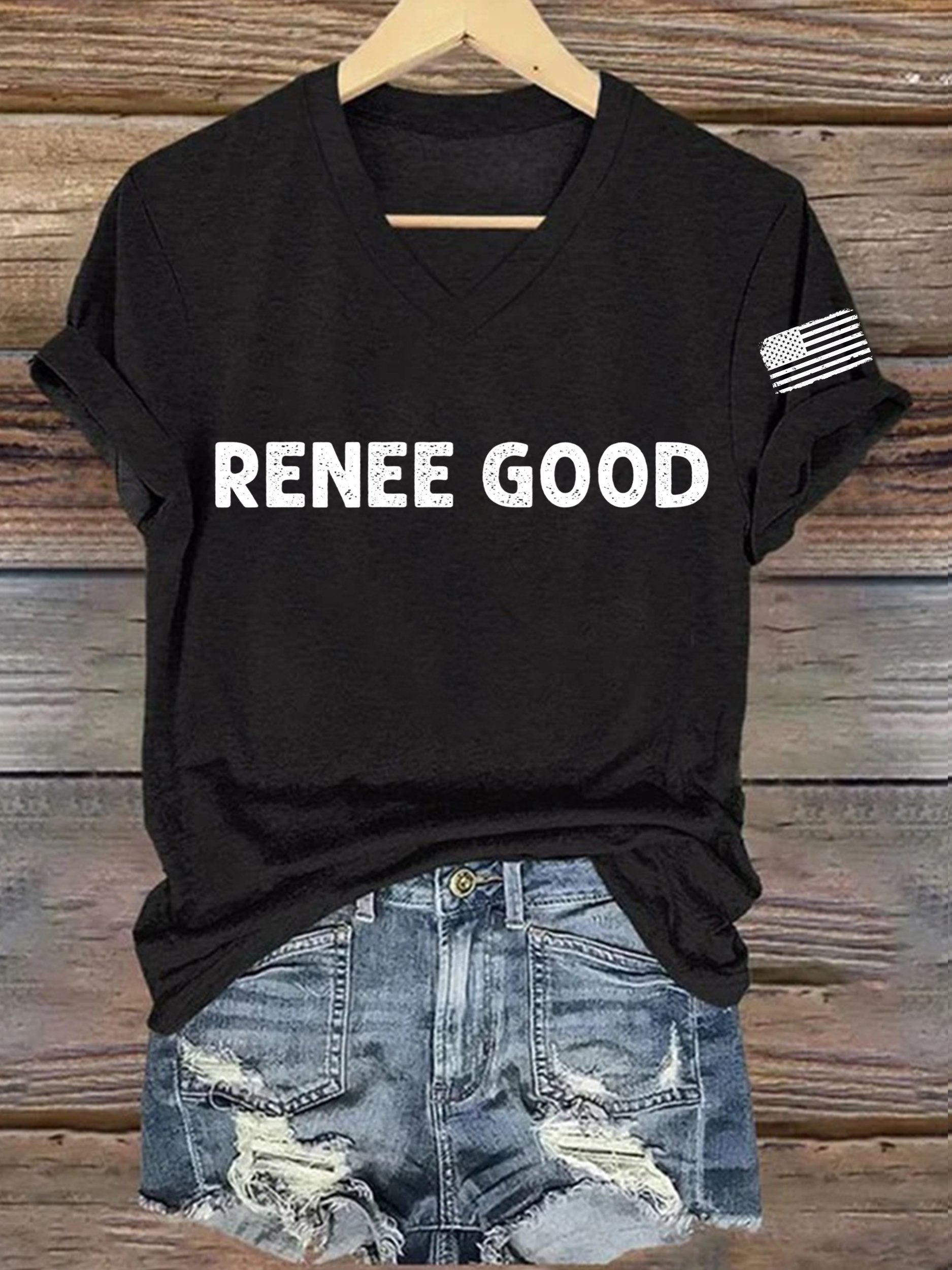 Women's Say Her Name Print V Neck T-shirt