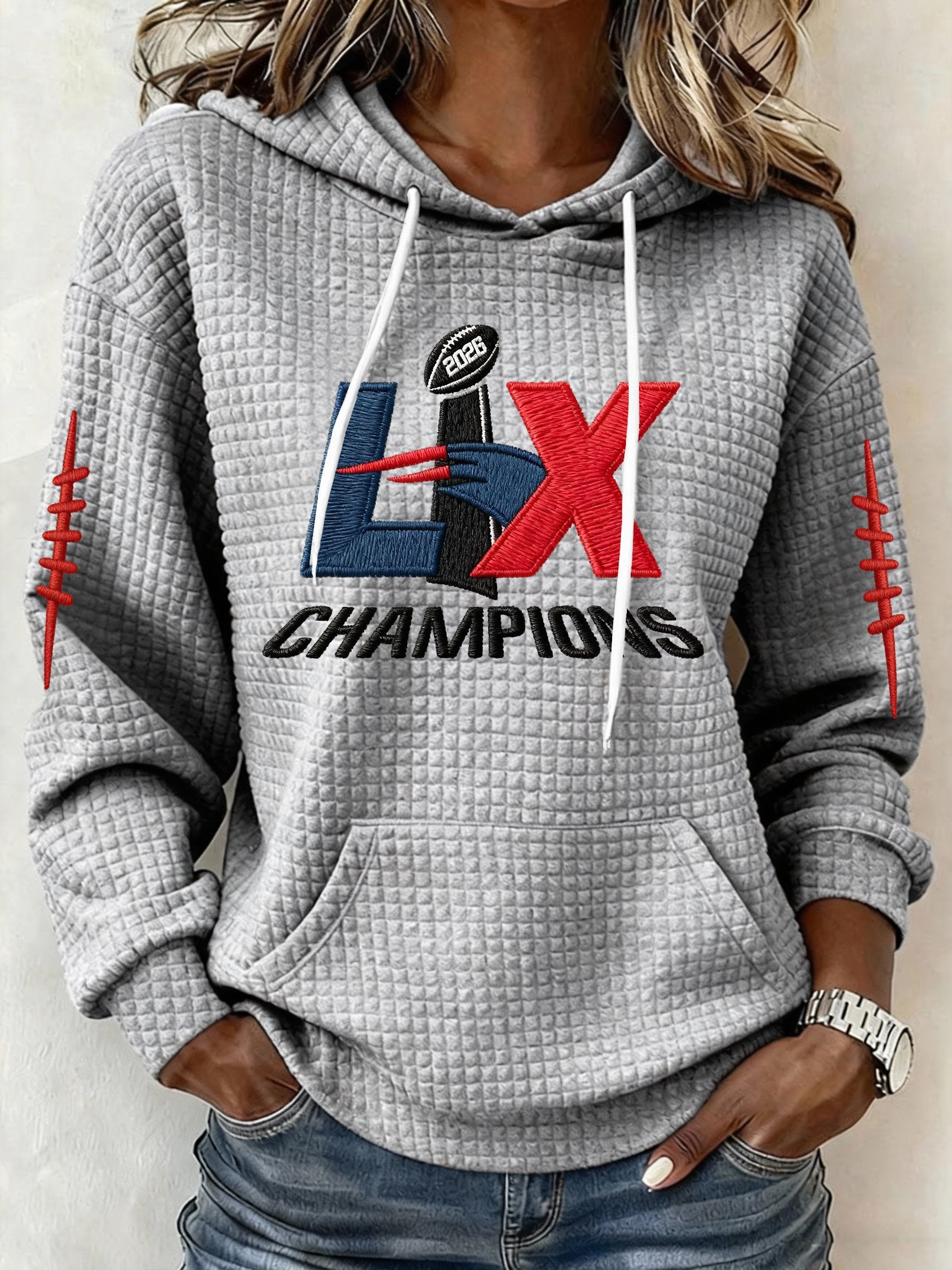 Women’s Football Graphic Waffle Knit Hoodie