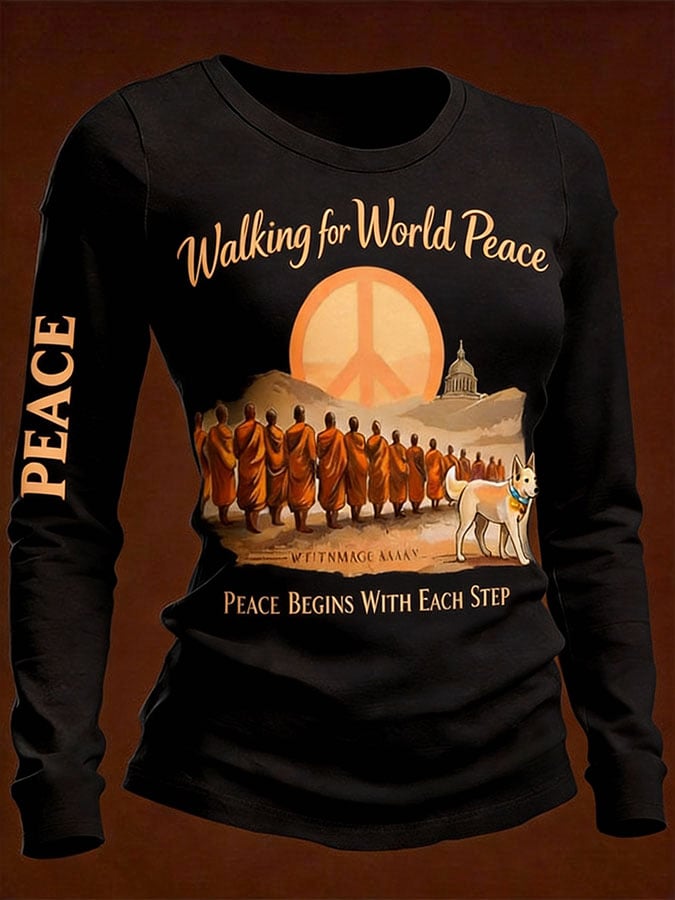 Women'S Clothing: Walking For Peace - Artistic Print Top
