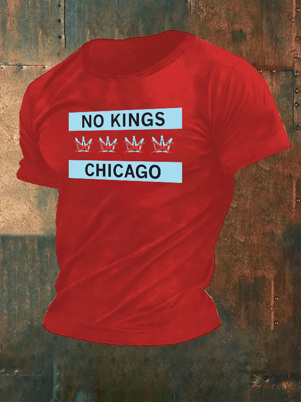 🔥Buy 3 Get 15% Off🔥Men's No Kings Chicago Flag Print T-Shirt