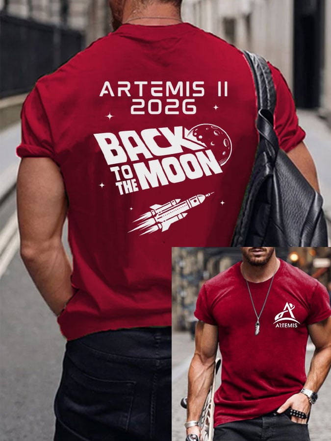 Men's Artemis II Round Neck Casual Printed T-Shirt