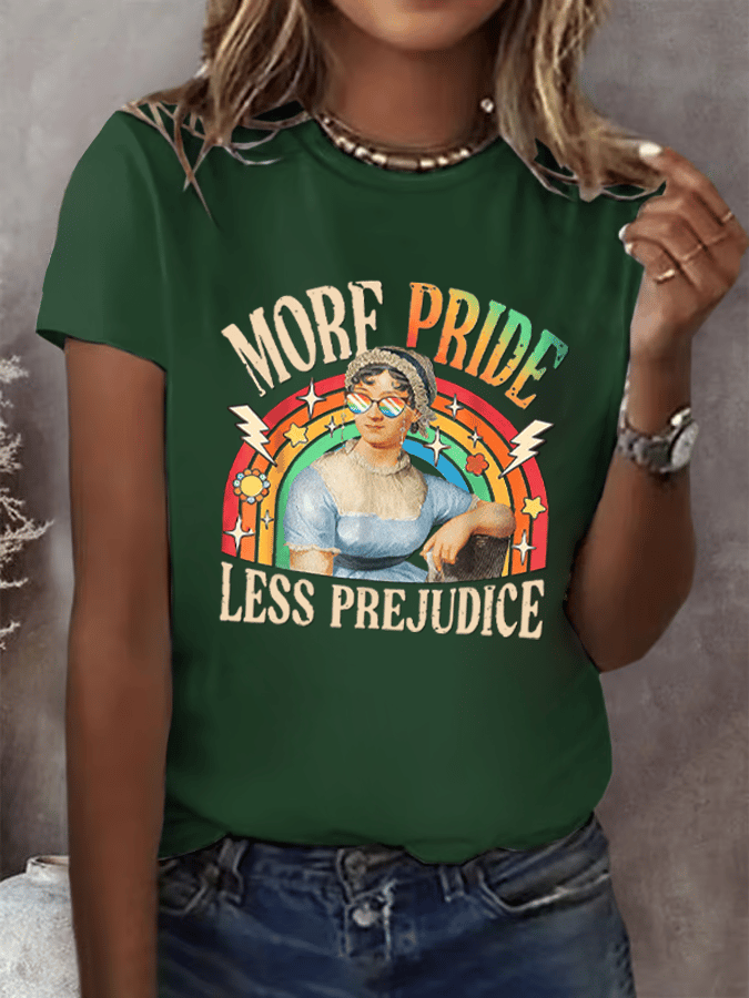 Women's Gay Month Rainbow Print Casual Crew Neck T-Shirt