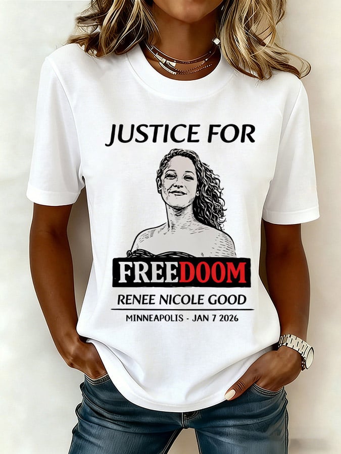 Women's Justice For GOODness Print Round Neck T-shirt