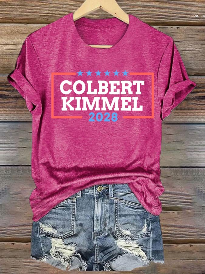 Women's Talk Show Colbert Kimme 2028 Print T-Shirt