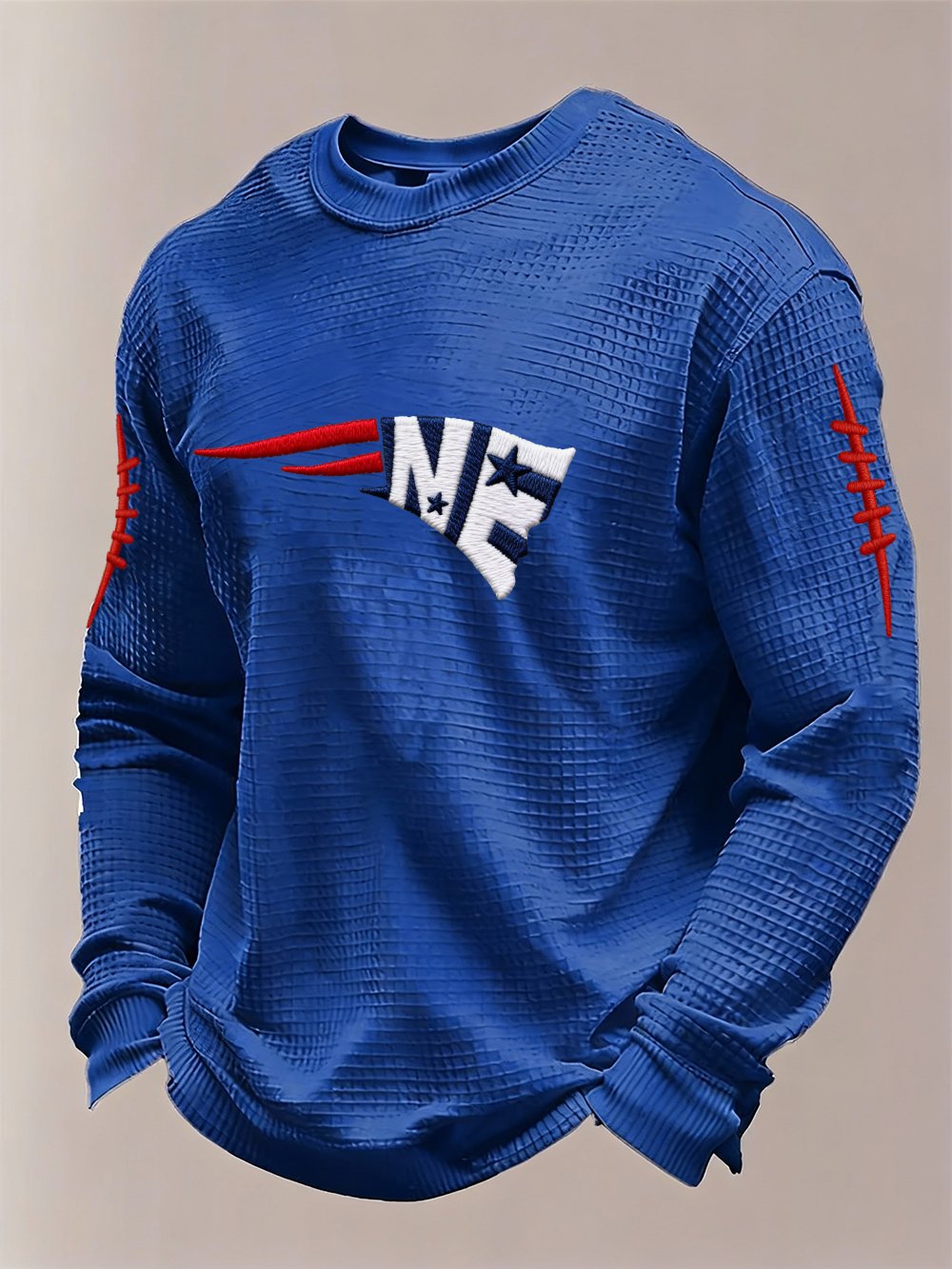 Men’s Football Graphic Waffle Knit Long Sleeve Crewneck T-Shirt