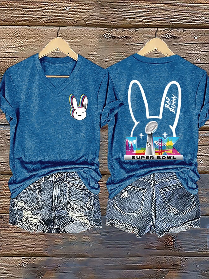 Women's Bunny Football Music Lover T-Shirt