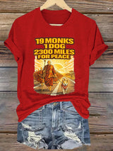 Retro Walk For Peace 19 Monks 1 Dog 2300 Miles For Peace Print T-Shirt