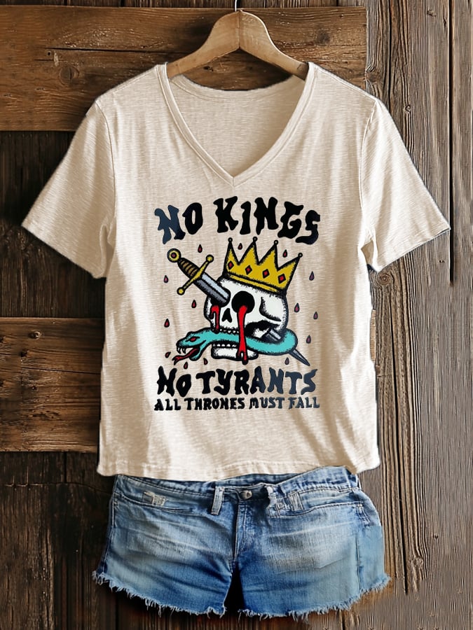 🔥Buy 3 Get 15% Off🔥Women's Casual Retro Reject The King Print T-Shirt
