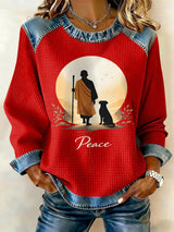 Retro Walk For Peace Monks With Aloka Dog Print Sweatshirt