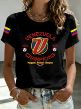 Women's Venezuela Baseball Champion Print Short-Sleeve T-Shirt