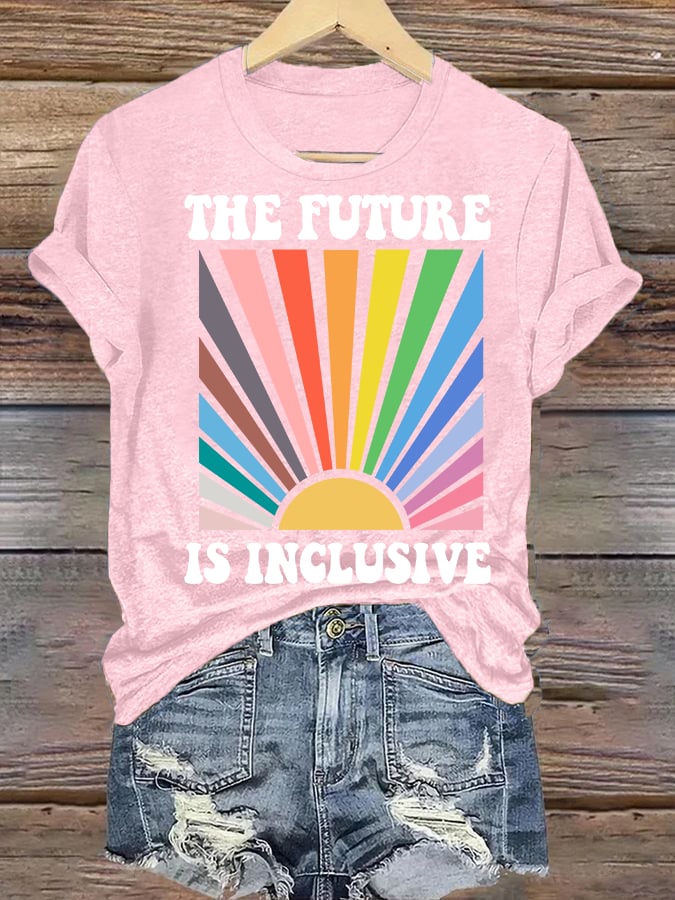 Women's  Pride Month Rainbow Print T-Shirt