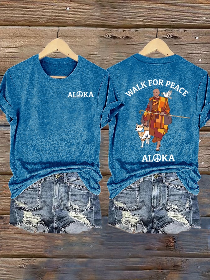 Retro Walk For Peace 19 Monks 1 Dog 2300 Miles For Peace Print T-Shirt
