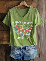 🔥Buy 3 Get 15% Off🔥Women's “ Rejecting Kings Since 1776” V-neck T-shirt