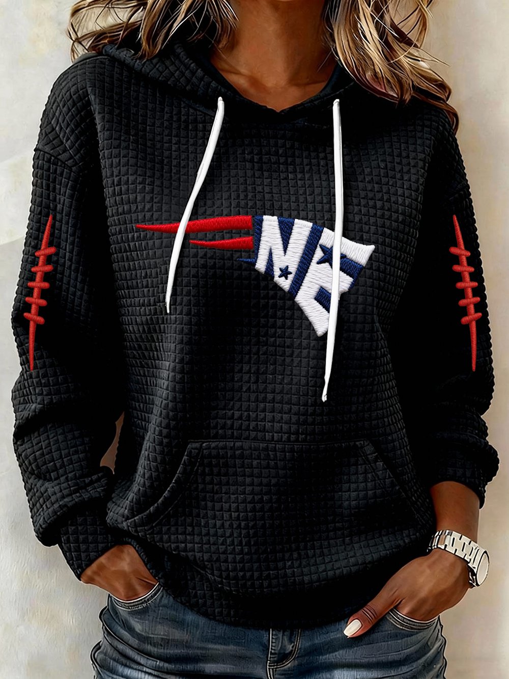 Women’s Football Graphic Waffle Knit Hoodie