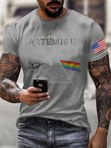 Men's Retro Artemis II Dark Side Of The Moon Print T-Shirt
