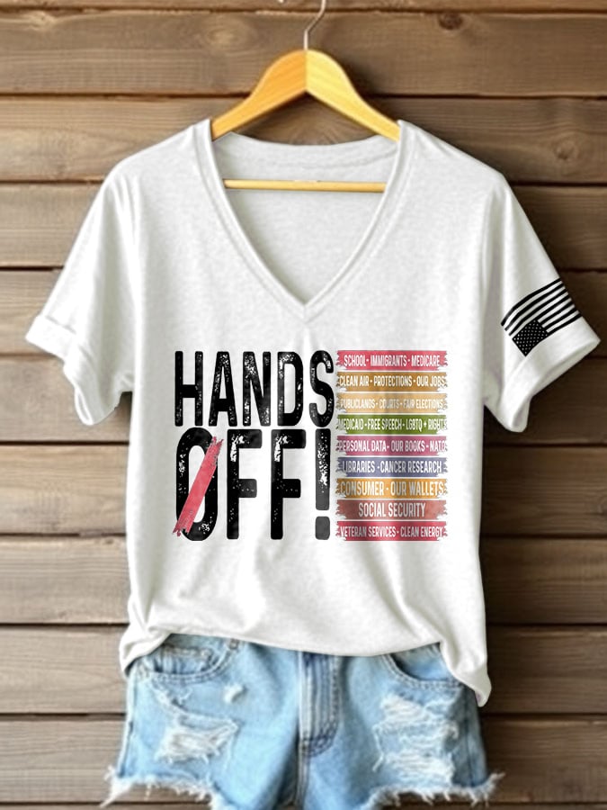 🔥Buy 3 Get 15% Off🔥Women's Retro Hands Off Protest Print T-Shirt