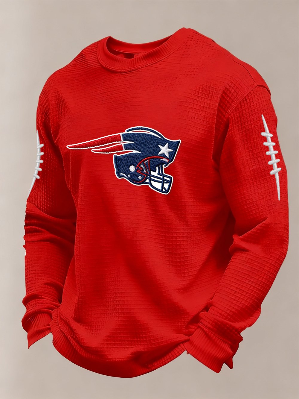 Men’s Football Graphic Waffle Knit Long Sleeve Crewneck T-Shirt