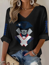 Women's football Print Waffle Long Sleeve T-Shirt