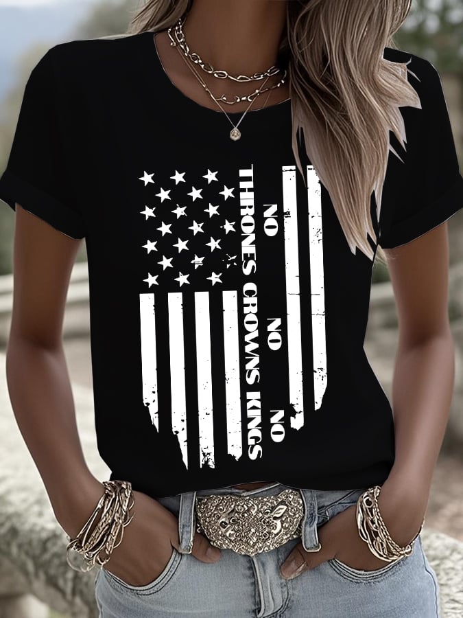🔥Buy 3 Get 15% Off🔥Women's No Thrones No Crowns No Kings Printed Pure Cotton Casual T-Shirt