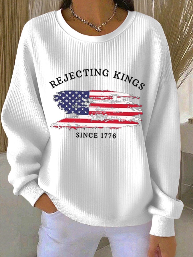 🔥Buy 3 Get 15% Off🔥Women's Rejecting Kings Since 1776 Print  Casual Sweatshirt