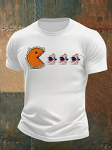 Men's  Funny Turkey Chasing Pie Sublimation FDT Thanksgiving T-Shirt