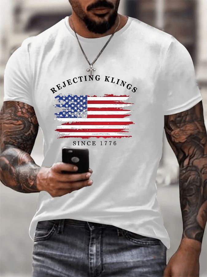 Men's Casual  Rejecting Kings Printed T-shirt