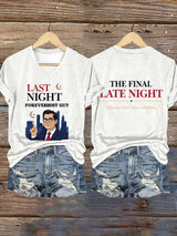 V-Neck Retro Last Night Foreverhost Guy The Final Late Night Tragedy Plus Time = Farewell Print T-Shirt