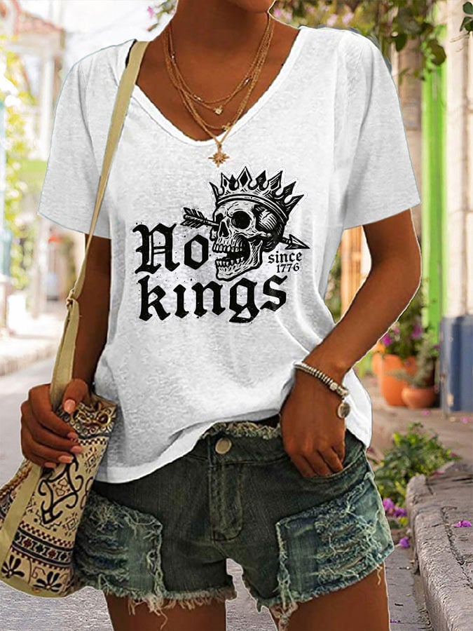 🔥Buy 3 Get 15% Off🔥Women's Casual Retro Reject The King Print T-Shirt
