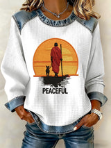 Retro Walk For Peace Monks With Aloka Dog Print Sweatshirt