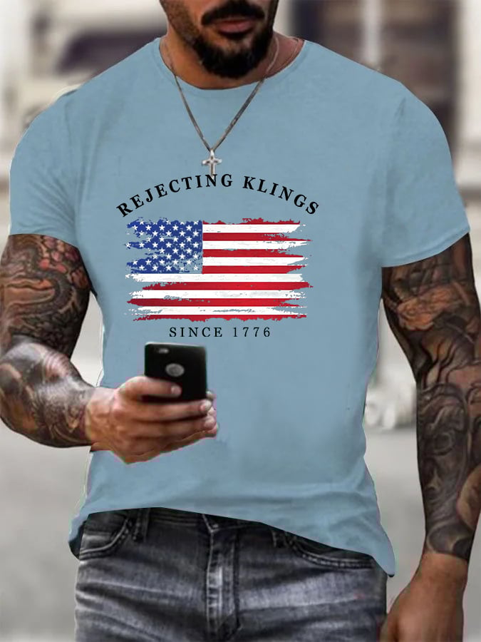 Men's Casual  Rejecting Kings Printed T-shirt
