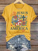 Women's She loves JESUS and AMERICA Printed T-Shirt