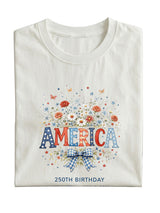 America Flowers Cotton Short-sleeve T-shirt