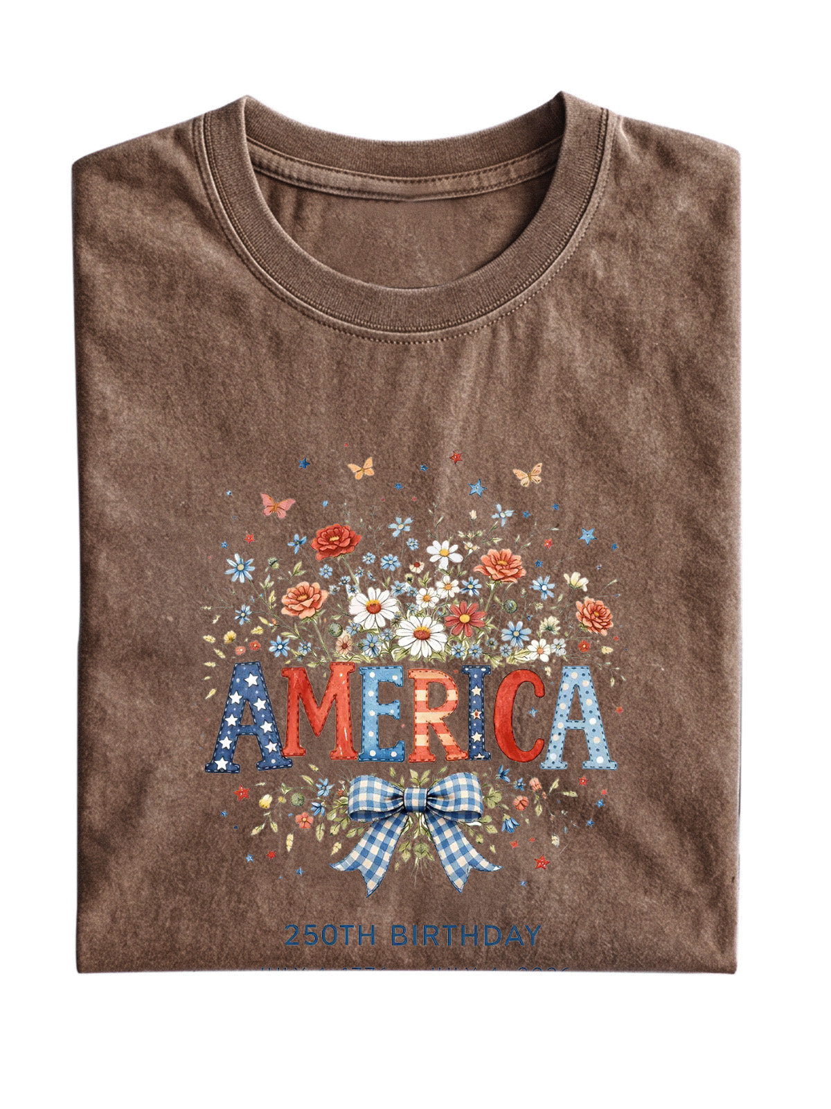 America Flowers Cotton Short-sleeve T-shirt