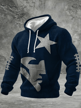 Men's Football Print Checkered Fabric Hooded Sweatshirt