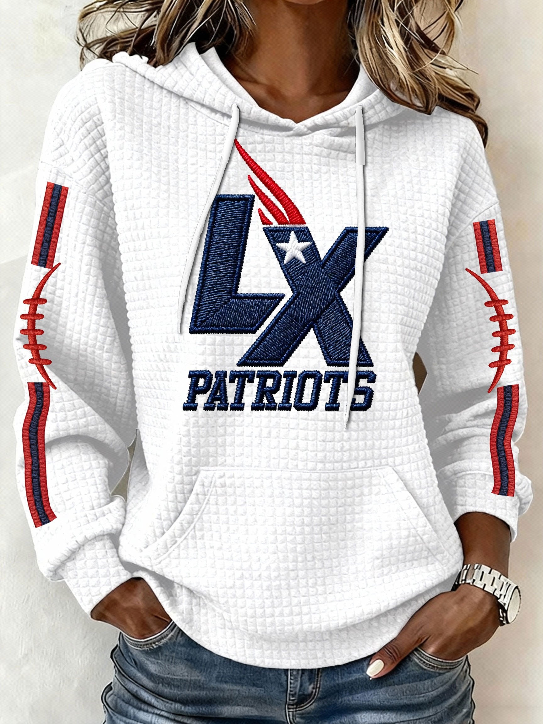 Women’s Football Graphic Waffle Knit Hoodie