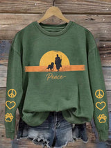 Retro Walk For Peace Monks With Aloka Dog Print Sweatshirt