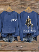 Retro Walk For Peace Monks With Aloka Dog Print Sweatshirt